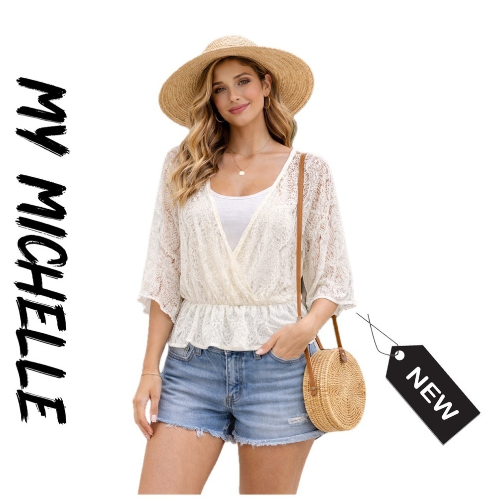 NWT my Michelle white lace summer top size XL